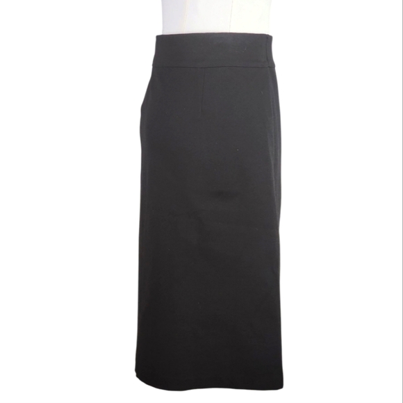 Roz & Ali Black A-Line Midi Skirt Gold Button Front Sailor Style Medium - Picture 4 of 6